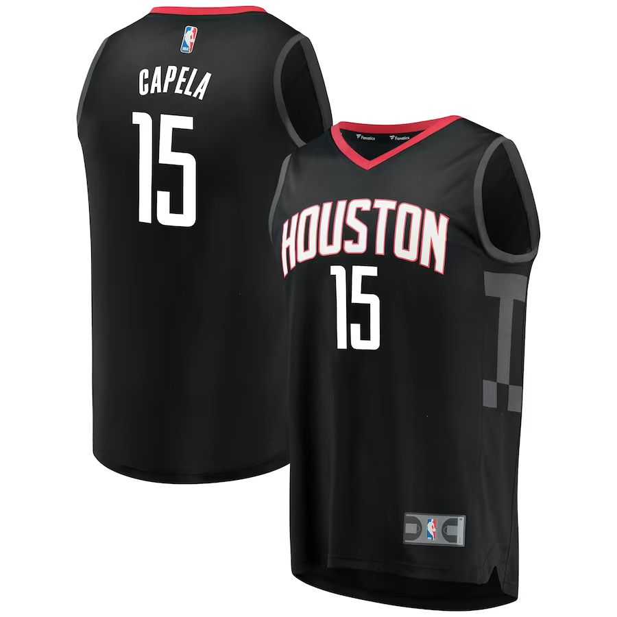 Men Houston Rockets 15 Clint Capela Fanatics Branded Black Fast Break Replica Player NBA Jersey